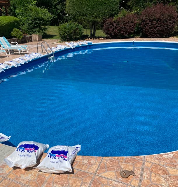 same pool with calcium deposits removed